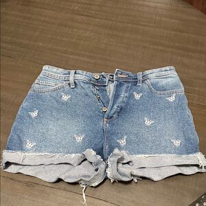 Hollister Blue Jean Shorts with Butterfly Embroidery